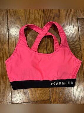 Under Armour Hot Pink Racerback Sports Bra with Black Band